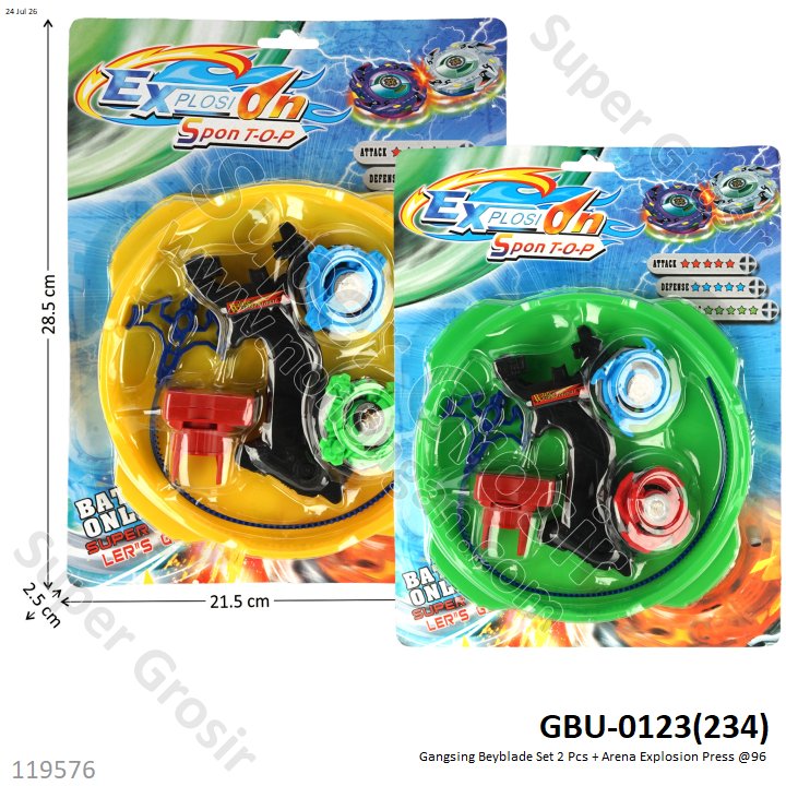 Gangsing Beyblade Set 2 Pcs + Arena Explosion Press @96