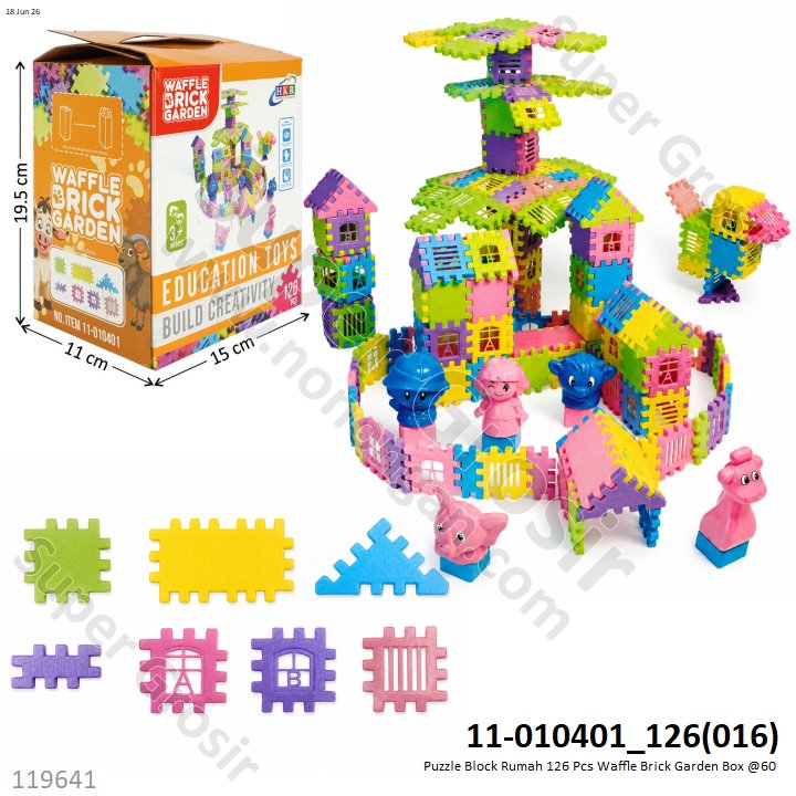 Puzzle Block Rumah 126 Pcs Waffle Brick Garden Box @60