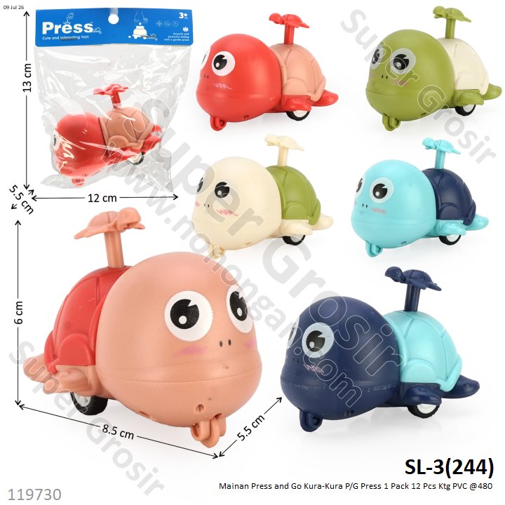 Mainan Press and Go Kura-Kura P/G Press 1 Pack 12 Pcs Ktg PVC @480