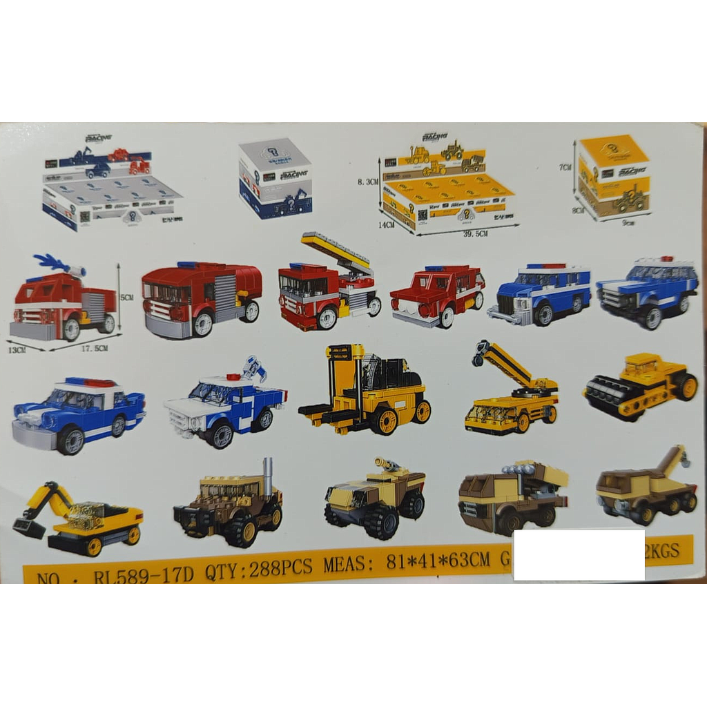 Mini Block Blind Box Kendaraan P/B Mini Racing Pacemaker RL589-17D 1 Box 8 Pcs 1 Inner 144 Pcs Box @288