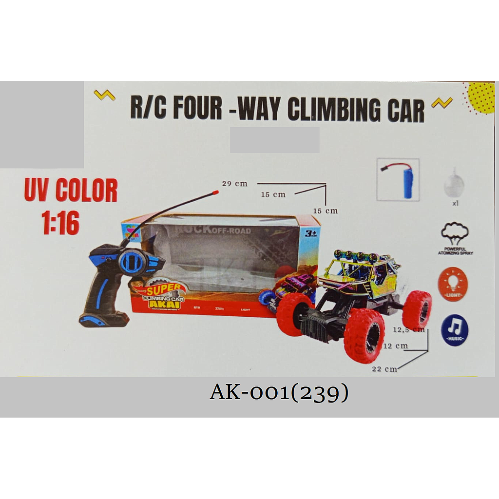 R/C Mobil Rock Crawler 1:18 Charge + Kabel Charge Lampu Asap Super Climbing Car 27 MHz 4 Channel 1 Ikat 2 Pcs Box Window @48