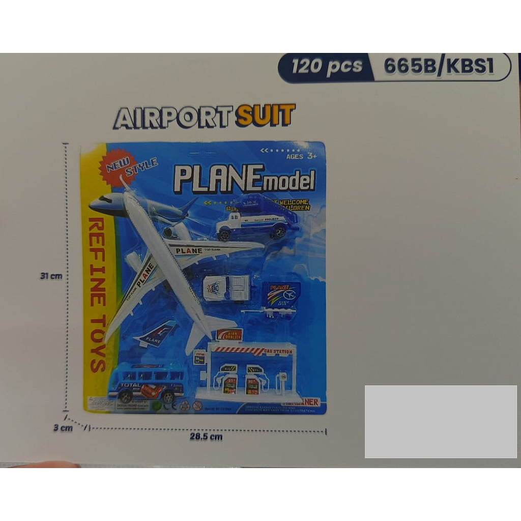 Bandara Set Pesawat P/B + Mobil Bus F/W + SPBU Plane Model 1 Inner 60 Pcs Press @120
