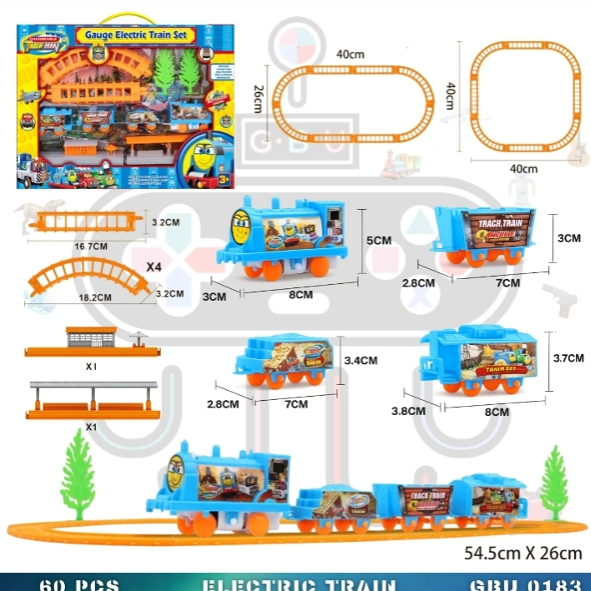 Kereta Thomas Trainman 4 Gerbong B/O Jalan + Track dan Stasiun Changeable Railtrain Set 1 Inner 30 Pcs Box Window @60
