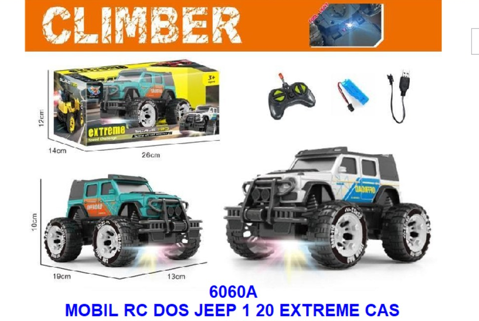 R/C Mobil Jeep 1:20 Charge + Charger Lampu Extreme 27 MHz 4 Channel 1635U 1 Ikat 2 Pcs 1 Inner 36 Pcs Box Window @72