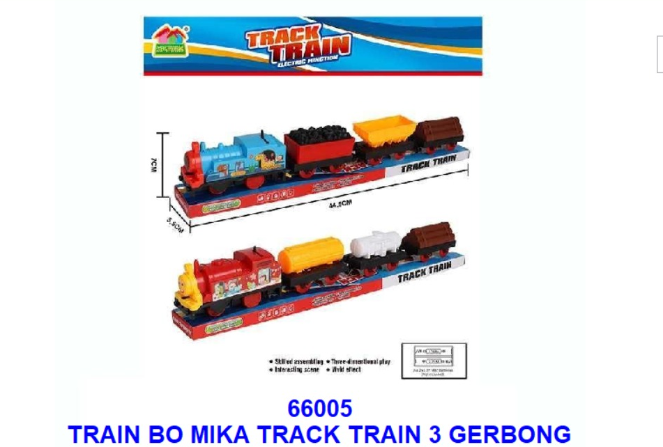 Kereta Api 4 Gerbong B/O Jalan Track Train 66005 1 Inner 72 Pcs Box Mika @144
