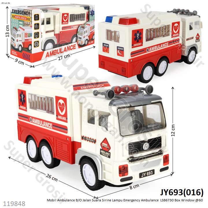 Mobil Ambulance B/O Jalan Suara Sirine Lampu Emergency Ambulance  LSB6730 Box Window @60