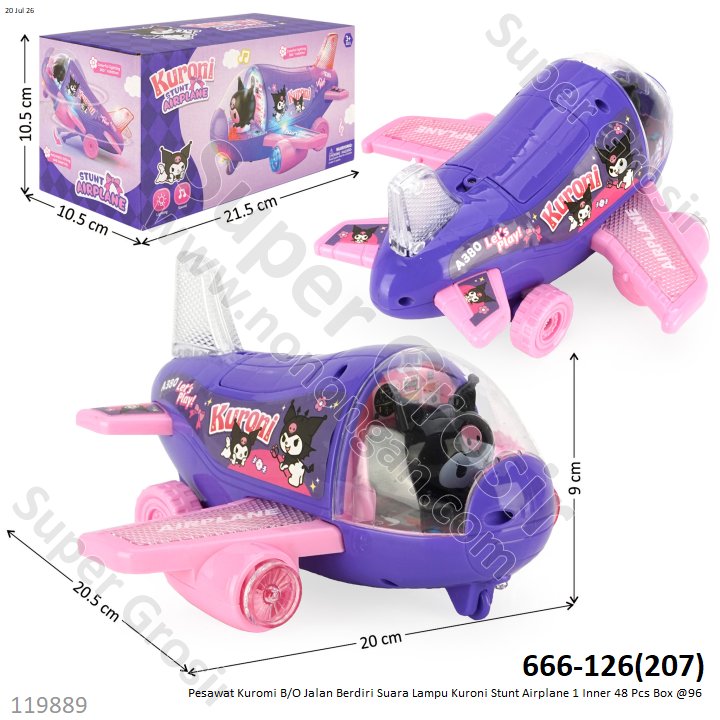 Pesawat Kuromi B/O Jalan Berdiri Suara Lampu Kuroni Stunt Airplane 1 Inner 48 Pcs Box @96