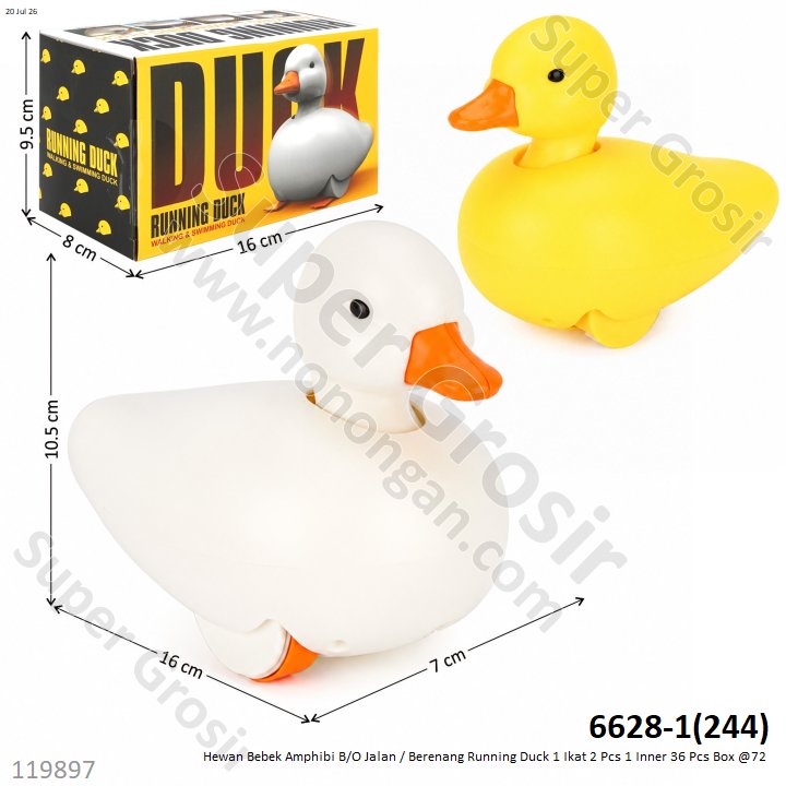 Hewan Bebek Amphibi B/O Jalan / Berenang Running Duck 1 Ikat 2 Pcs 1 Inner 36 Pcs Box @72