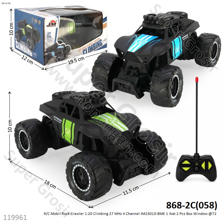 R/C Mobil Rock Crawler 1:20 Climbing 27 MHz 4 Channel JM23013-BMK 1 Ikat 2 Pcs Box Window @72