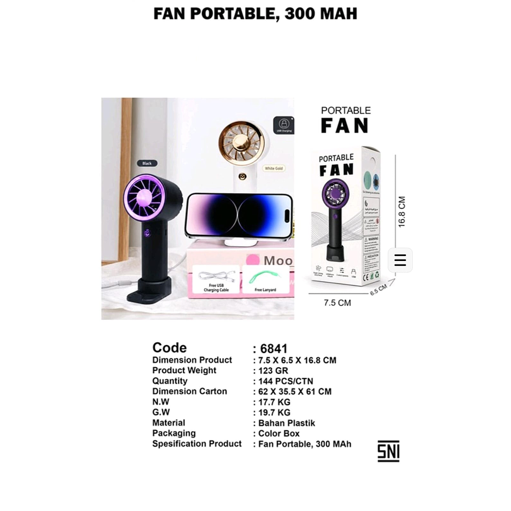 Kipas Angin Genggam + Tatakan Portable Fan Box @144