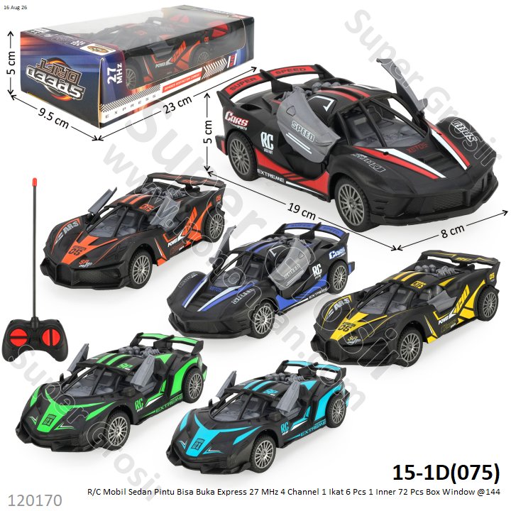 R/C Mobil Sedan Pintu Bisa Buka Express 27 MHz 4 Channel 1 Ikat 6 Pcs 1 Inner 72 Pcs Box Window @144