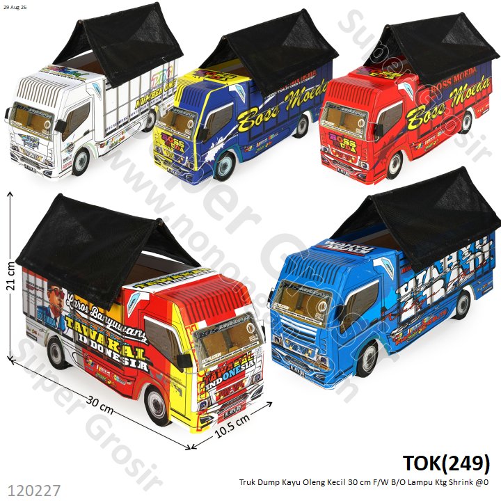 Truk Dump Kayu Oleng Kecil 30 cm F/W B/O Lampu Ktg Shrink @0