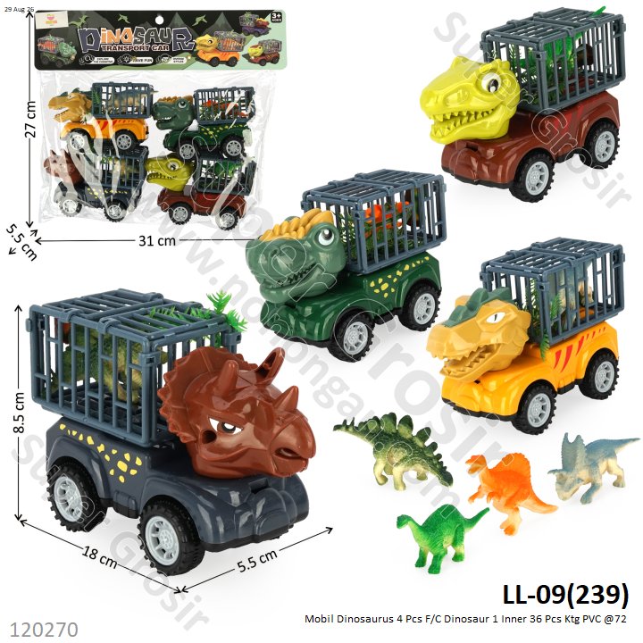 Mobil Dinosaurus 4 Pcs F/C Dinosaur 1 Inner 36 Pcs Ktg PVC @72