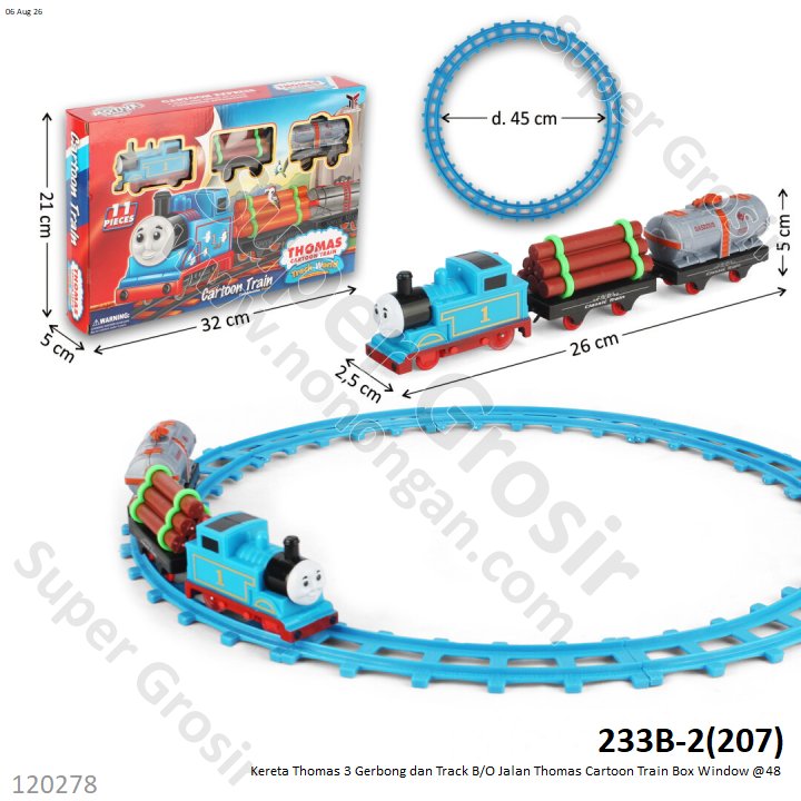 Kereta Thomas 3 Gerbong dan Track B/O Jalan Thomas Cartoon Train Box Window @48