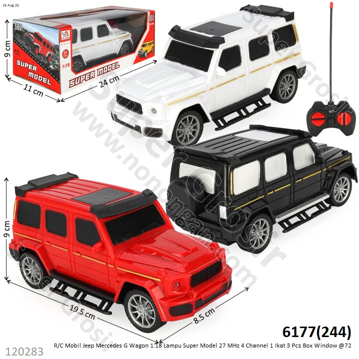 R/C Mobil Jeep Mercedes G Wagon 1:18 Lampu Super Model 27 MHz 4 Channel 1 Ikat 3 Pcs Box Window @72