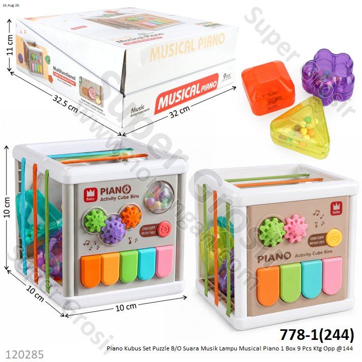 Piano Kubus Set Puzzle B/O Suara Musik Lampu Musical Piano 1 Box 9 Pcs Ktg Opp @144