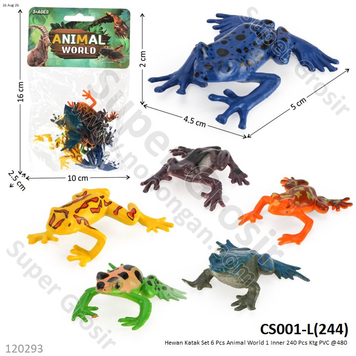 Hewan Katak Set 6 Pcs Animal World 1 Inner 240 Pcs Ktg PVC @480