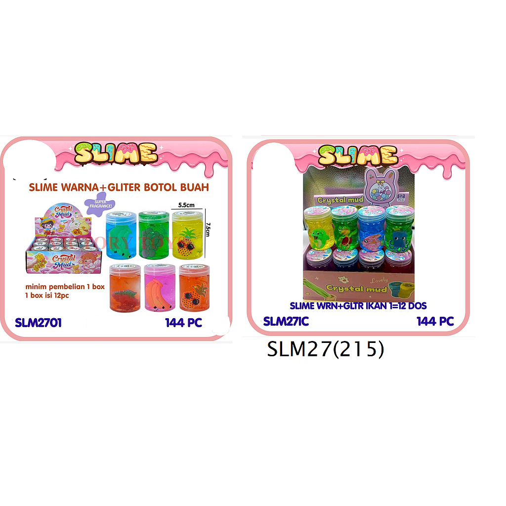 Slime Tabung Isi Crystal Mud 1 Box 12 Pcs Tabung @144