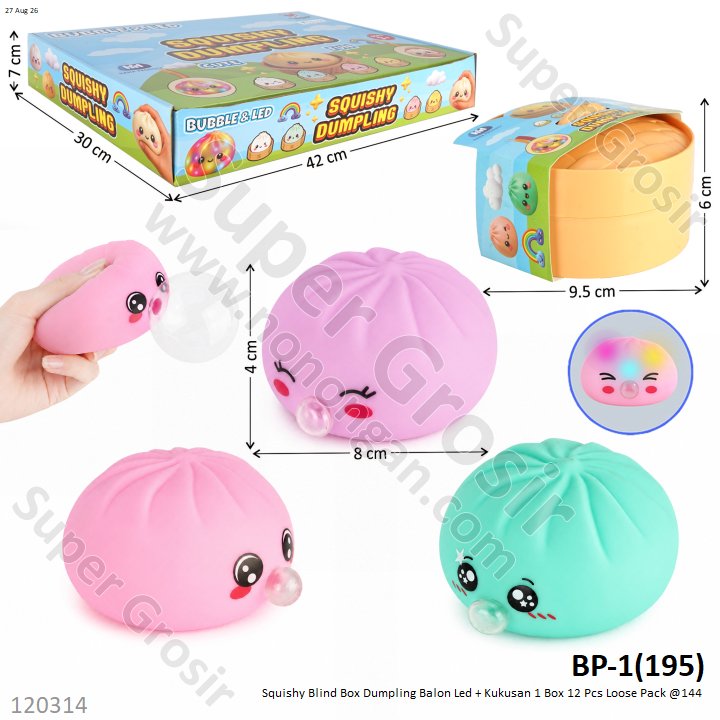 Squishy Blind Box Dumpling Balon Led + Kukusan 1 Box 12 Pcs Loose Pack @144