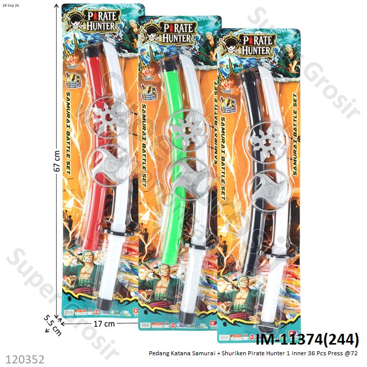 Pedang Katana Samurai + Shuriken Pirate Hunter 1 Inner 36 Pcs Press @72