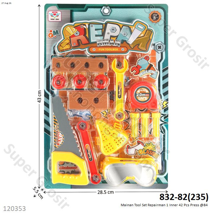 Mainan Tool Set Repairman 1 Inner 42 Pcs Press @84