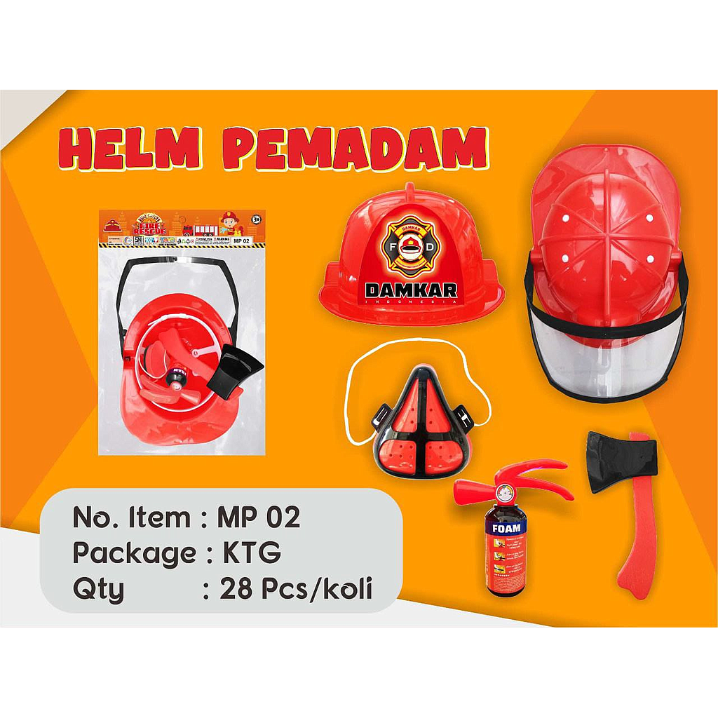 Helm Damkar Set Peralatan Pemadam Kebakaran Ktg PVC @28