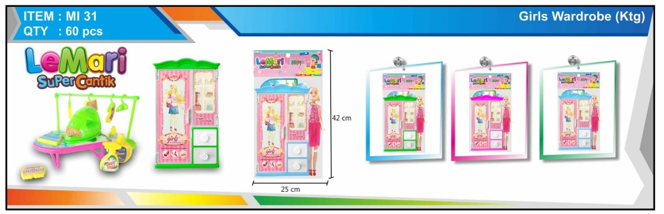 Boneka Barbie Set Setrika dan Lemari Super Cantik Ktg PVC @60