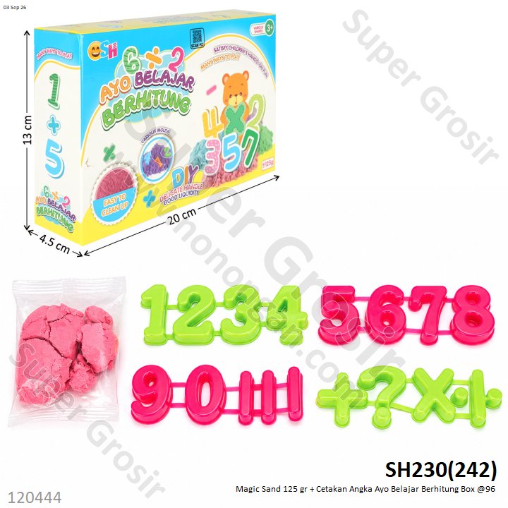 Magic Sand 125 gr + Cetakan Angka Ayo Belajar Berhitung Box @96
