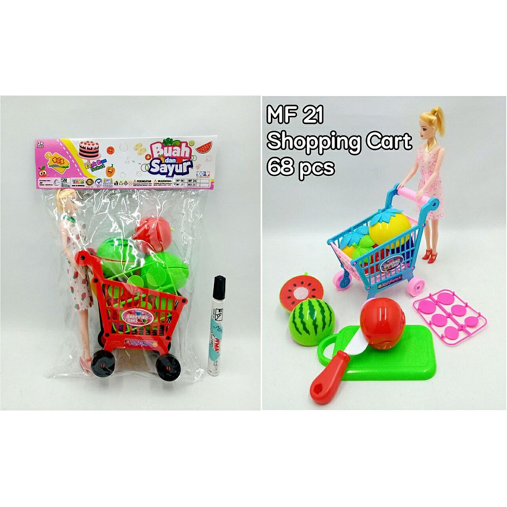 Trolley Belanja Buah Sayur + Boneka Barbie Buah dan Sayur Ktg PVC @68