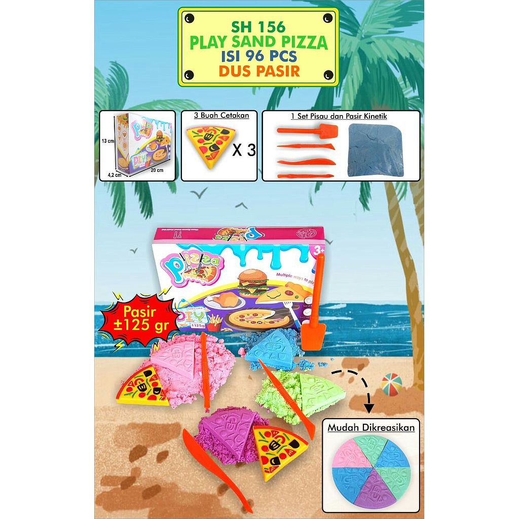 Magic Sand 125 gr + Cetakan Pizza Box @96