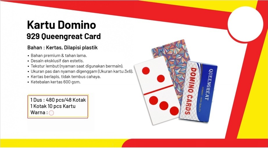 Kartu Domino Queen Great Domino Cards 1 Box 10 Pcs 1 Inner 120 Pcs Box @480