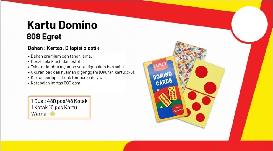 Kartu Domino Egret Domino Cards 1 Box 10 Pcs 1 Inner 120 Pcs Box @480