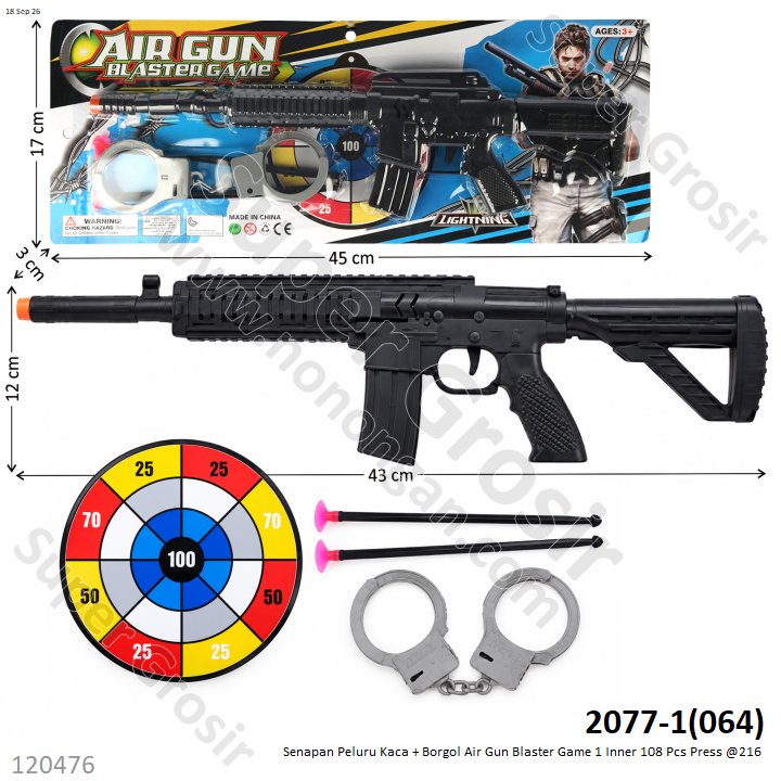 Senapan Peluru Kaca + Borgol Air Gun Blaster Game 1 Inner 108 Pcs Press @216