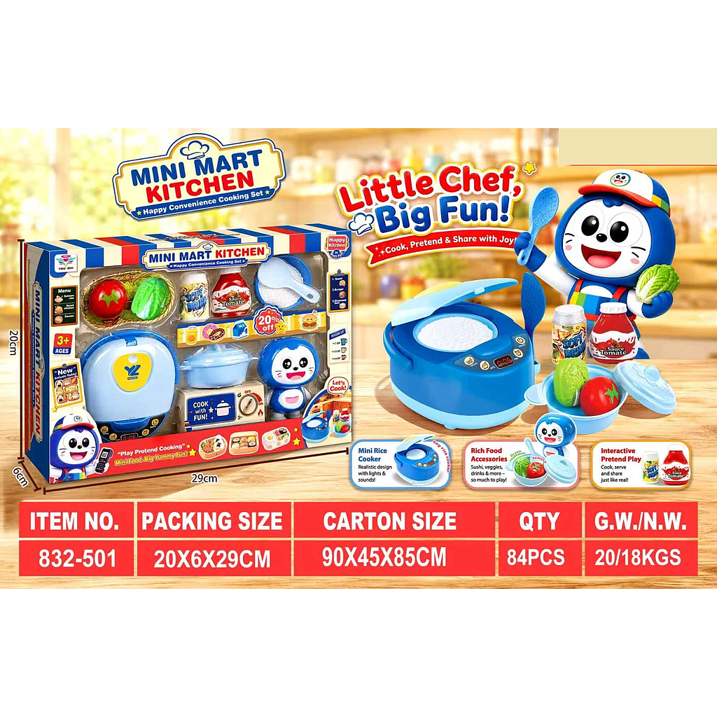 Masak-masakan Set + Rice Cooker + Karakter Kitchen 1 Inner 42 Pcs Box Window @84