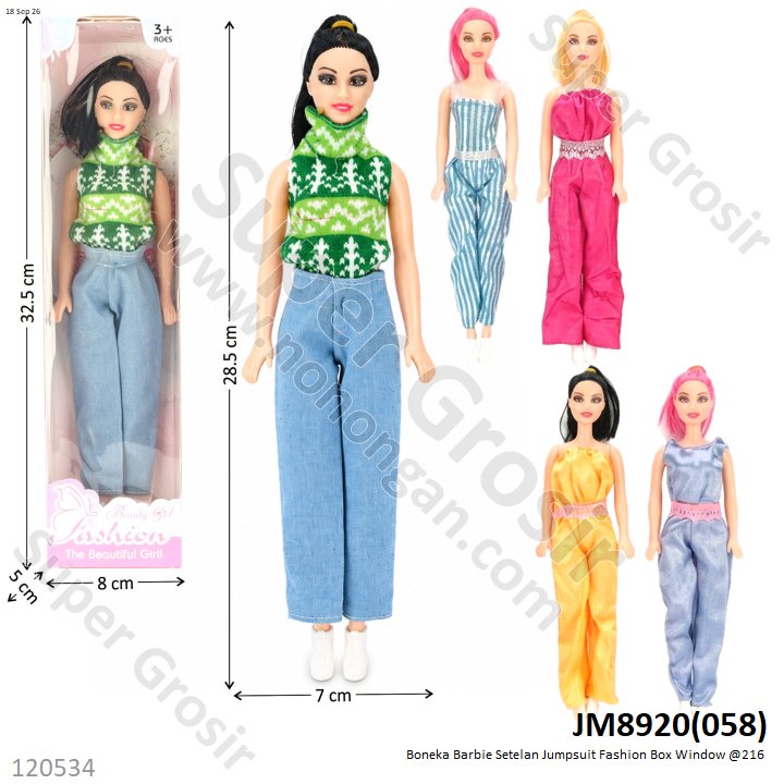 Boneka Barbie Setelan Jumpsuit Fashion Box Window @216