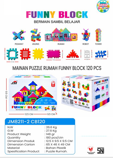 Puzzle Block Rumah 120 Pcs Funny Block Box @180