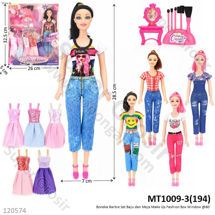 Boneka Barbie Set Baju dan Meja Make Up Fashion Box Window @80