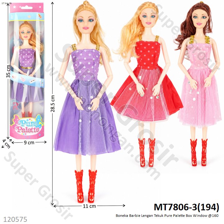 Boneka Barbie Lengan Tekuk Pure Palette Box Window @160