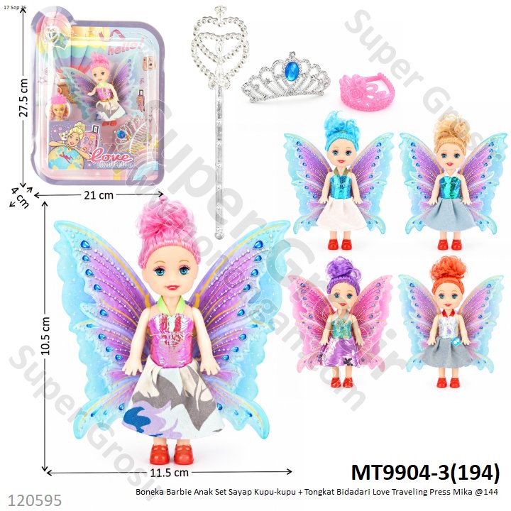Boneka Barbie Anak Set Sayap Kupu-kupu + Tongkat Bidadari Love Traveling Press Mika @144