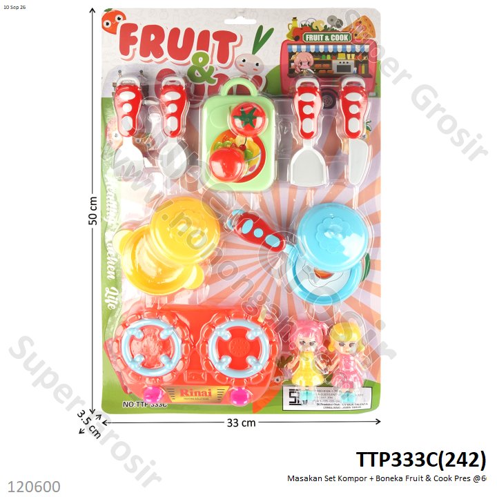 Masakan Set Kompor + Boneka Fruit &amp; Cook Pres @60