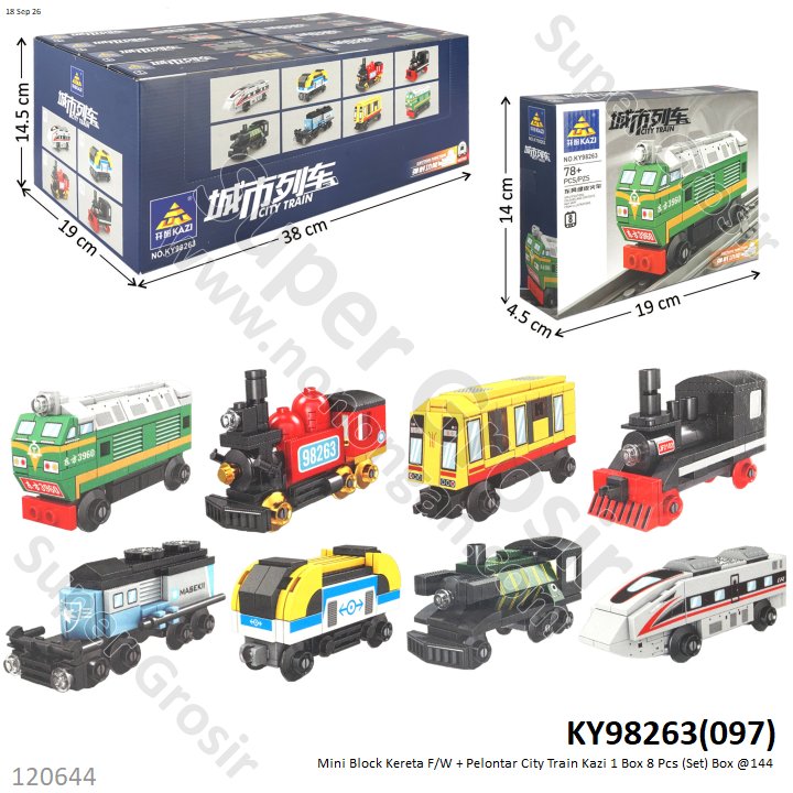 Mini Block Kereta F/W + Pelontar City Train Kazi 1 Box 8 Pcs (Set) Box @144