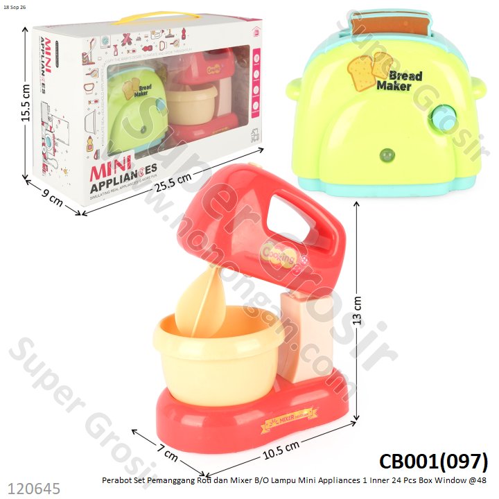 Perabot Set Pemanggang Roti dan Mixer B/O Lampu Mini Appliances 1 Inner 24 Pcs Box Window @48