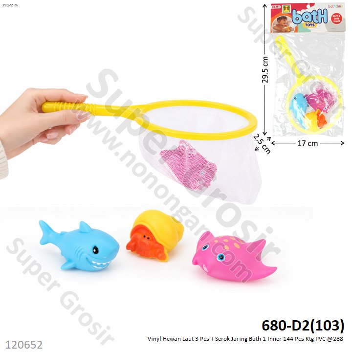Vinyl Hewan Laut 3 Pcs + Serok Jaring Bath 1 Inner 144 Pcs Ktg PVC @288