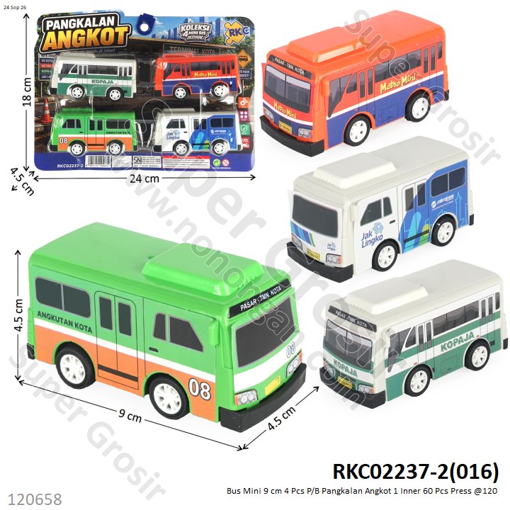 Bus Mini 9 cm 4 Pcs P/B Pangkalan Angkot 1 Inner 60 Pcs Press @120