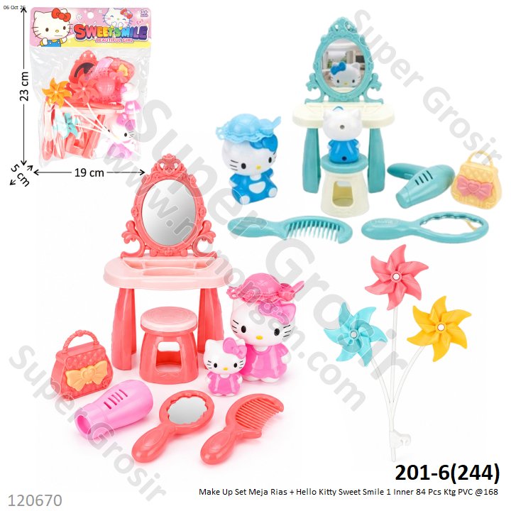 Make Up Set Meja Rias + Hello Kitty Sweet Smile 1 Inner 84 Pcs Ktg PVC @168