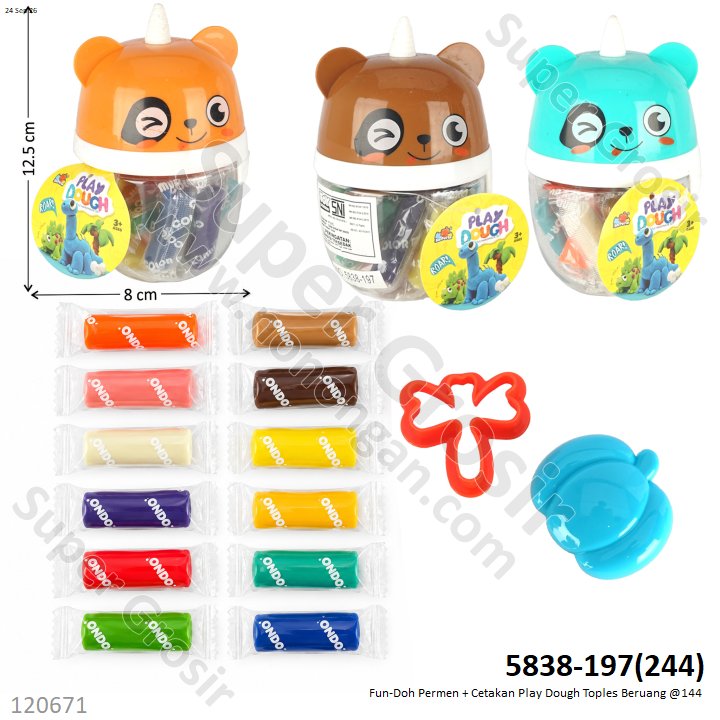 Fun-Doh Permen + Cetakan Play Dough Toples Beruang @144