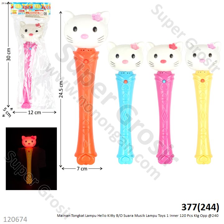 Mainan Tongkat Lampu Hello Kitty B/O Suara Musik Lampu Toys 1 Inner 120 Pcs Ktg Opp @240