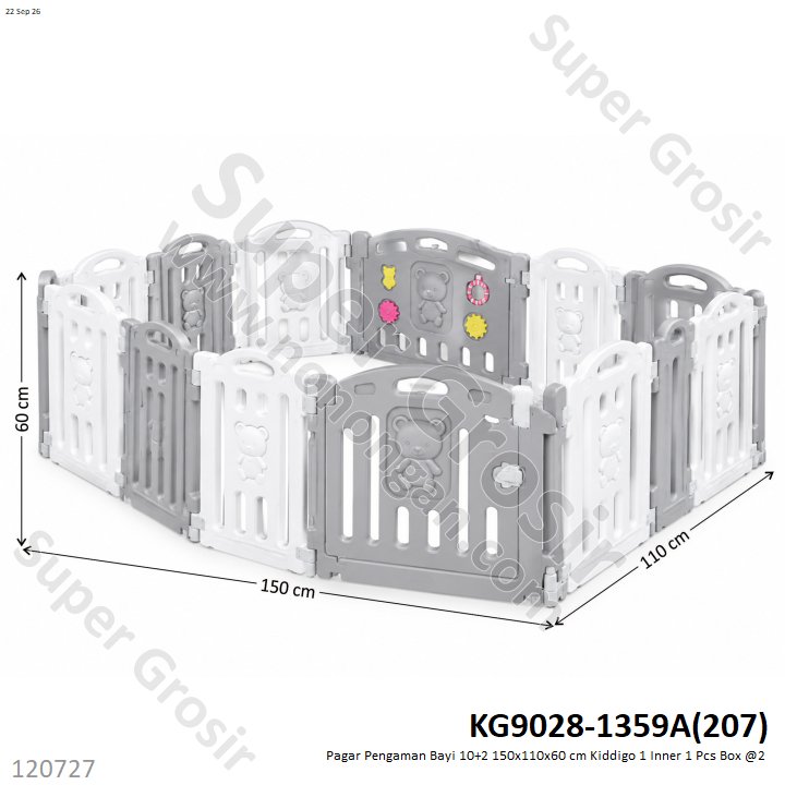 Pagar Pengaman Bayi 10+2 150x110x60 cm Kiddigo 1 Inner 1 Pcs Box @2