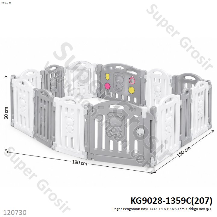 Pagar Pengaman Bayi 14+2 150x190x60 cm Kiddigo Box @1