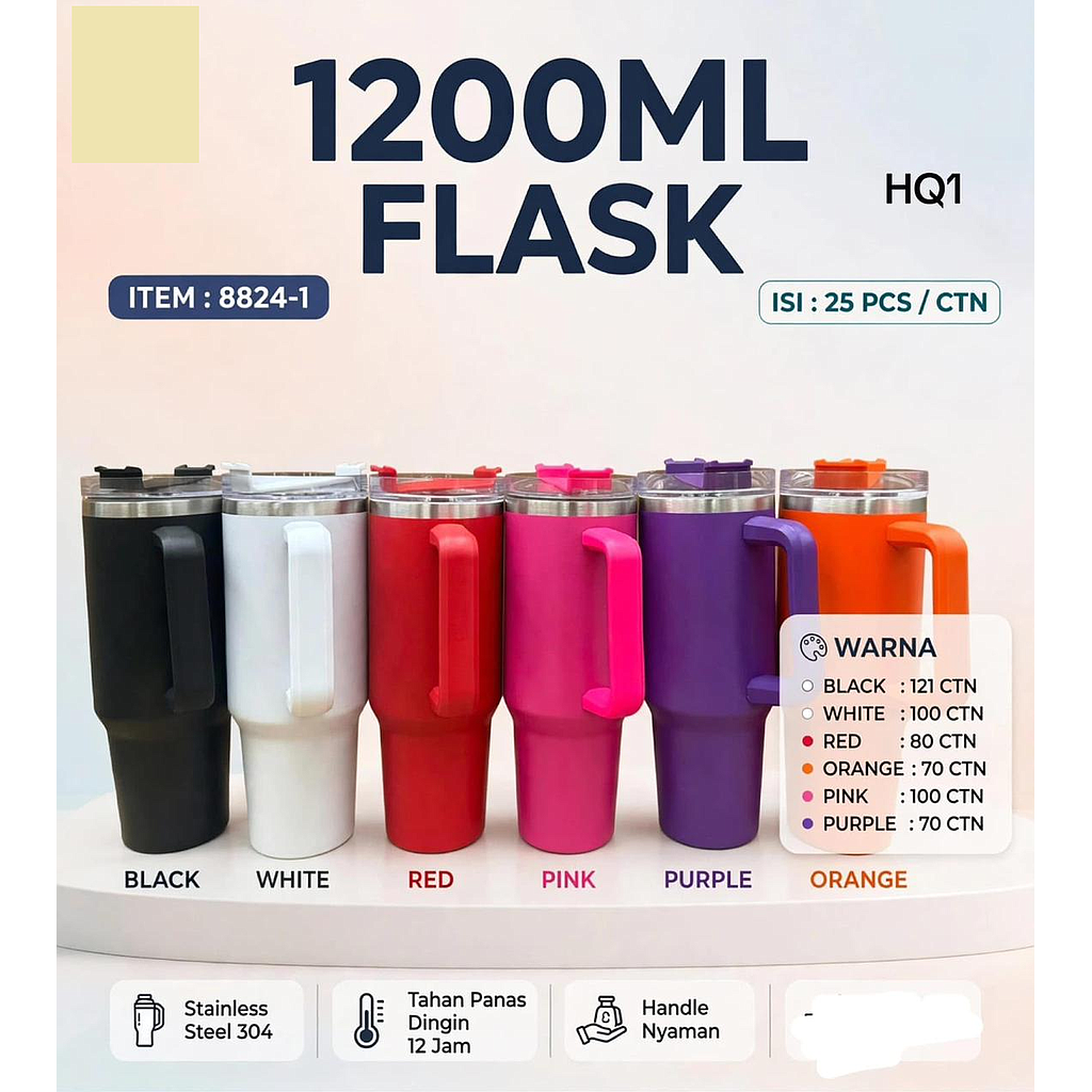 Tumbler Polos 1200 ml + Pegangan Box @25